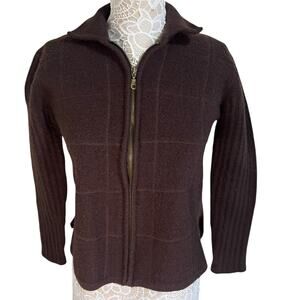 Pierre Cardin Dark Brown 100% Wool Cardigan Sweater | Closet Staple